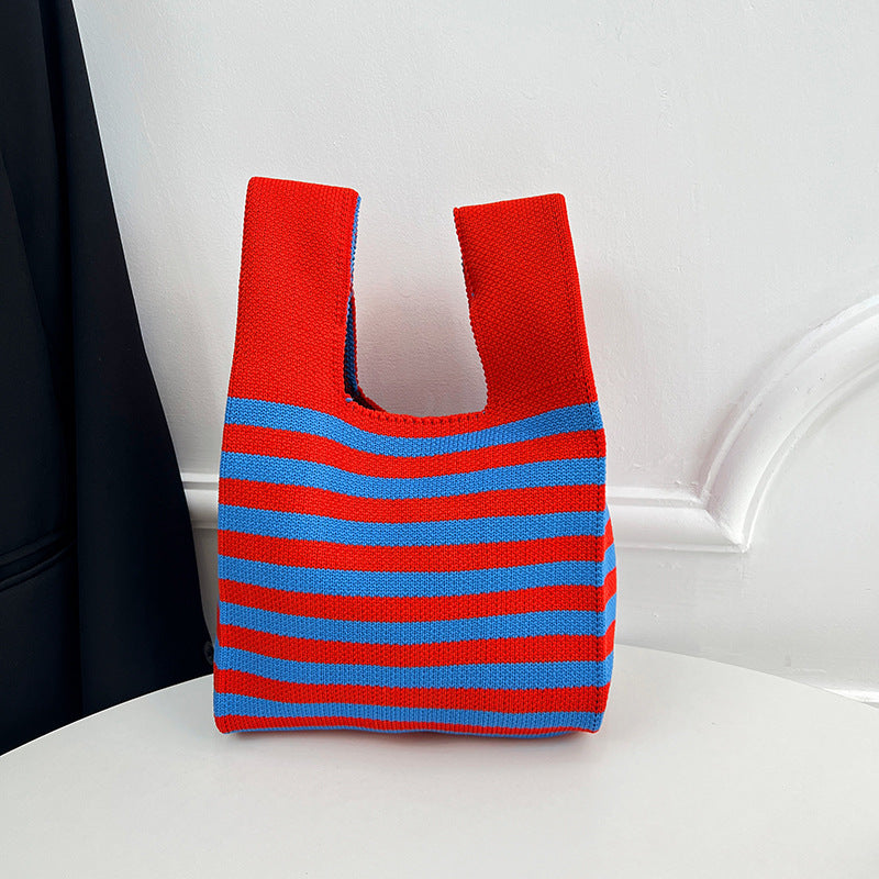 Atmosphere Striped Contrast Color Polka Dot Handbag For Women