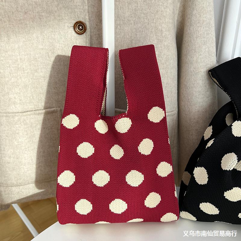 Atmosphere Striped Contrast Color Polka Dot Handbag For Women
