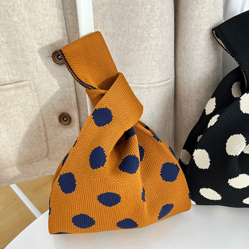 Atmosphere Striped Contrast Color Polka Dot Handbag For Women