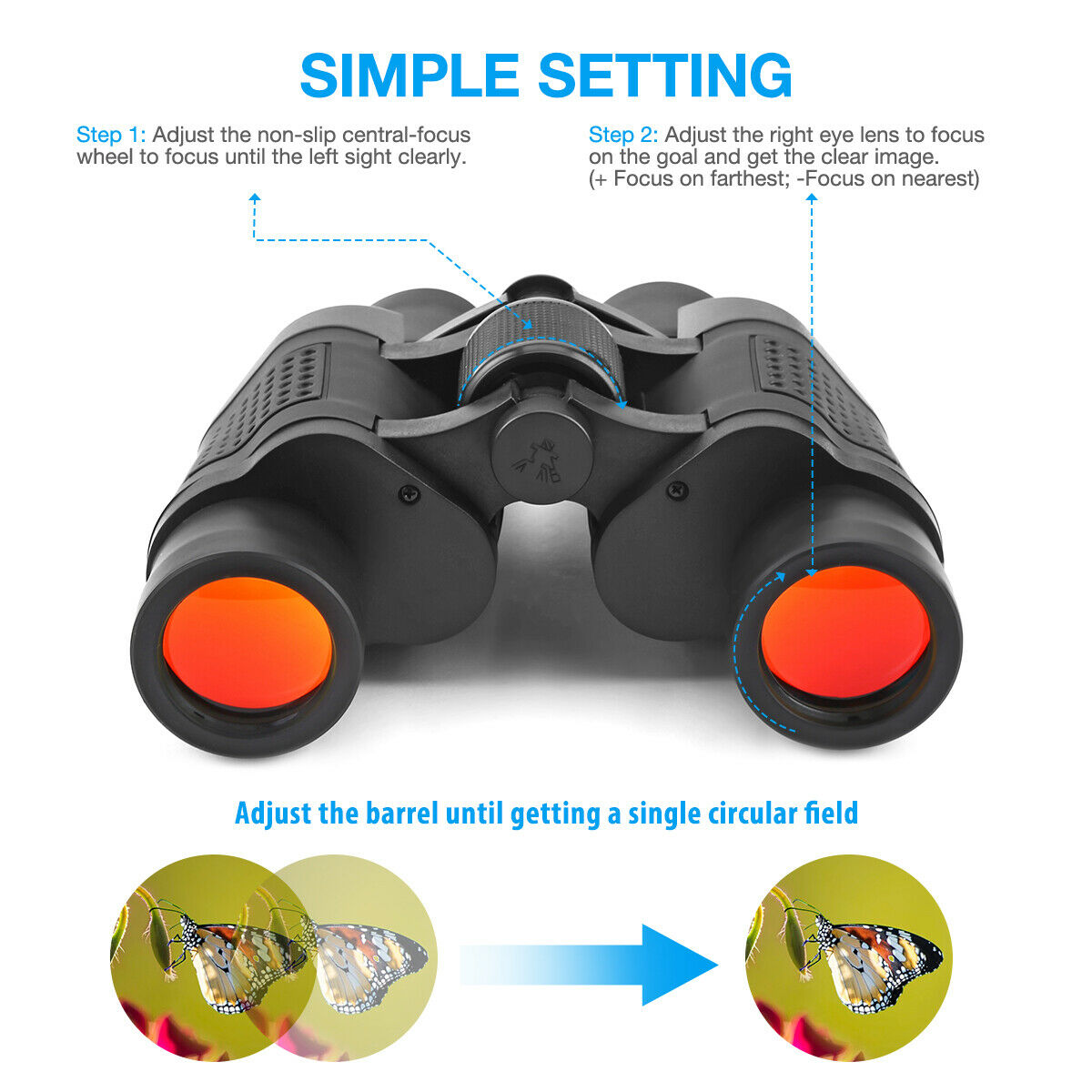 Best 60x60 High Power Binoculars With Coordinates Portable Telescope LowLight Night Vision For Hunting Sports Travel Sightseeing/