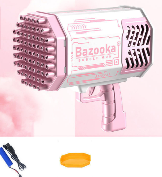 Best Bubble Gun Rocket 69 Holes Soap Bubbles Machine Gun Shape Automatic Blower With Light Toys For Kids Pomperos