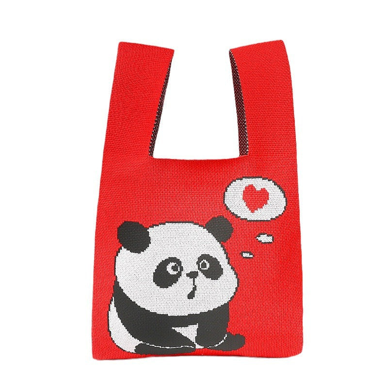 New Year Panda Bag Red Lucky Knitted Bags