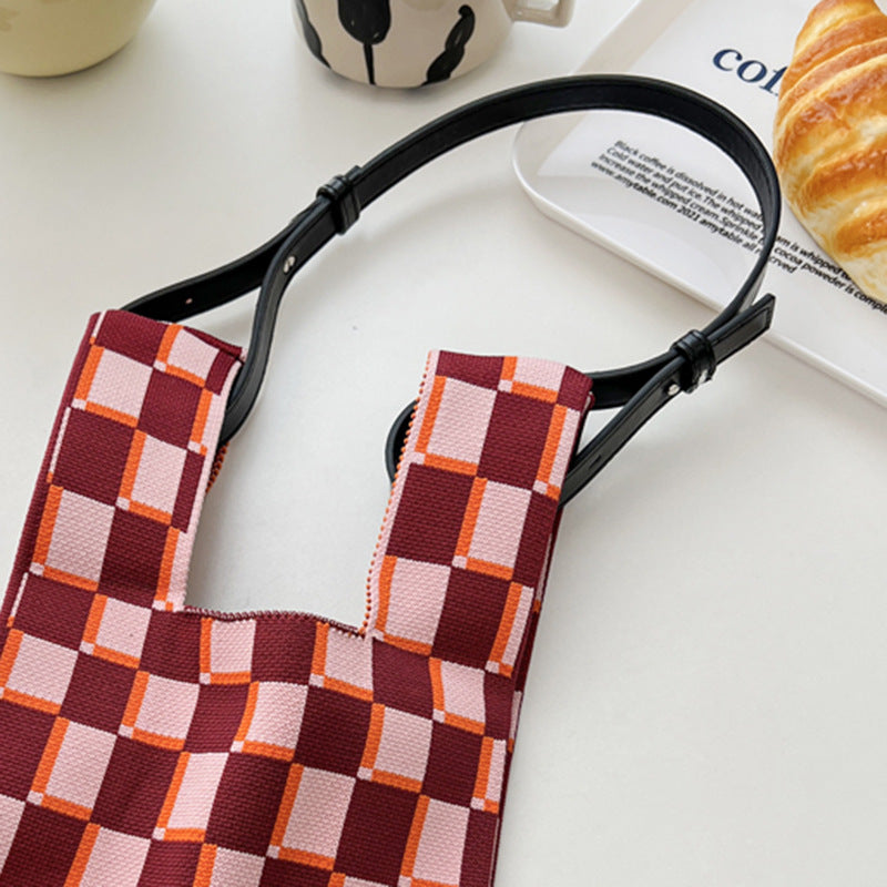 Atmosphere Striped Contrast Color Polka Dot Handbag For Women