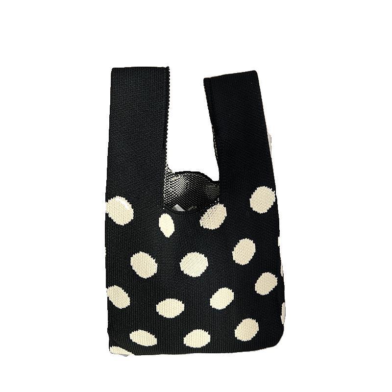 Atmosphere Striped Contrast Color Polka Dot Handbag For Women