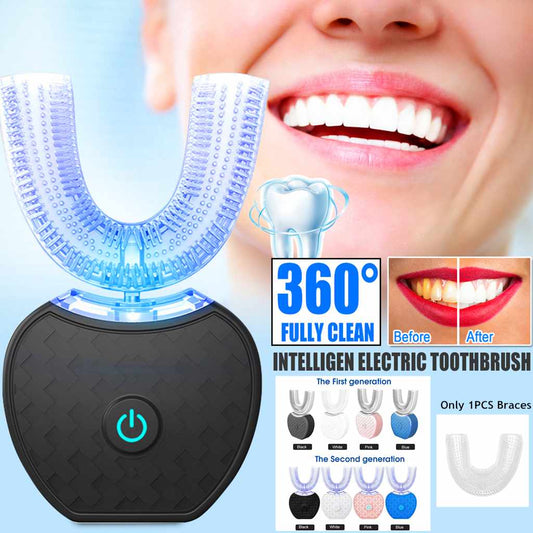 Best 360 Degrees Intelligent Automatic Electric  Toothbrush Waterproof U Type Tooth Brush Whitening Blue Light USB Charging